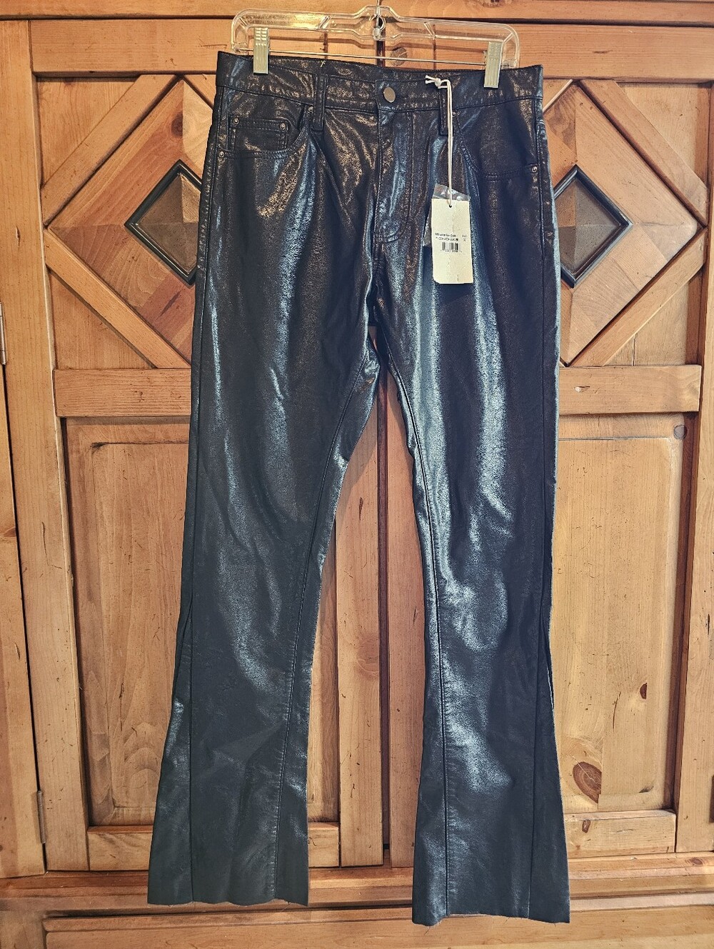MNML Vegan Leather P/U Flare Denim Pants NWT Sz 30